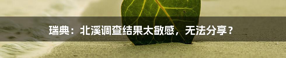 瑞典：北溪调查结果太敏感，无法分享？