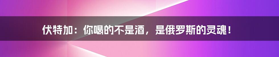 伏特加：你喝的不是酒，是俄罗斯的灵魂！