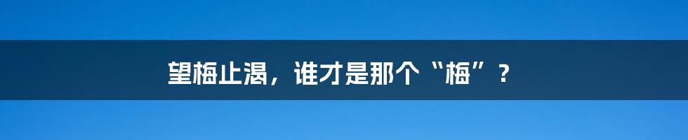 望梅止渴，谁才是那个“梅”？