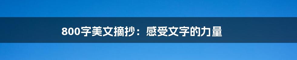 800字美文摘抄：感受文字的力量