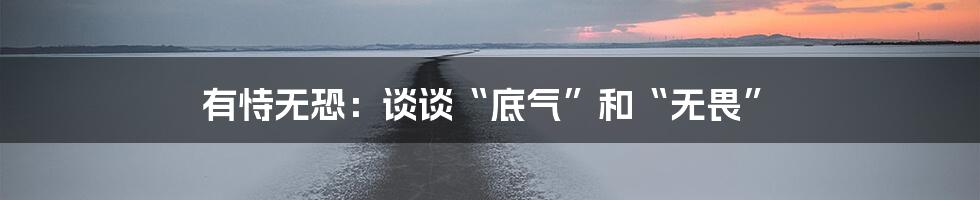 有恃无恐：谈谈“底气”和“无畏”