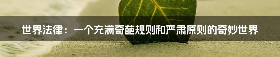 世界法律：一个充满奇葩规则和严肃原则的奇妙世界