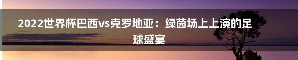 2022世界杯巴西vs克罗地亚：绿茵场上上演的足球盛宴