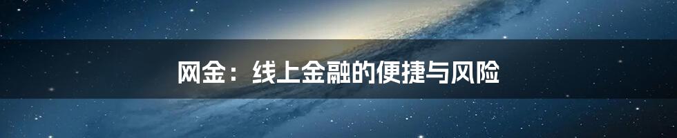 网金：线上金融的便捷与风险