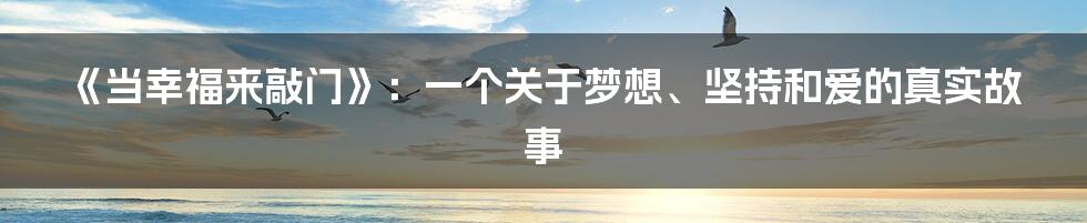 《当幸福来敲门》：一个关于梦想、坚持和爱的真实故事