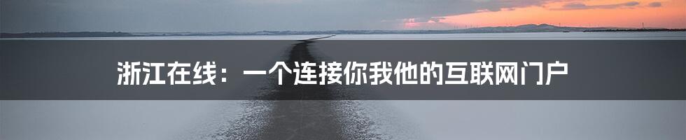 浙江在线：一个连接你我他的互联网门户