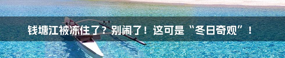 钱塘江被冻住了？别闹了！这可是“冬日奇观”！