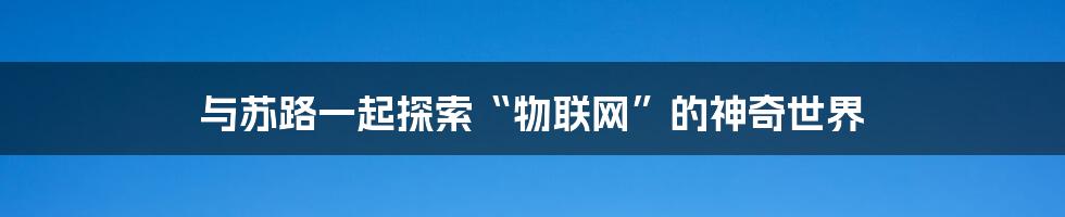 与苏路一起探索“物联网”的神奇世界