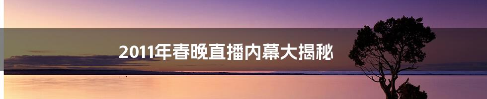 2011年春晚直播内幕大揭秘