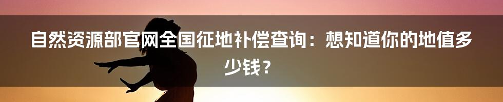 自然资源部官网全国征地补偿查询：想知道你的地值多少钱？