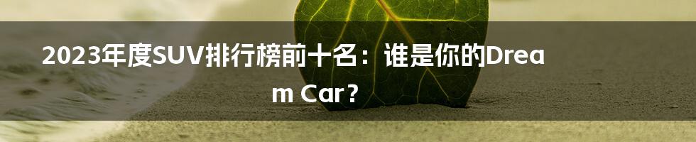 2023年度SUV排行榜前十名：谁是你的Dream Car？