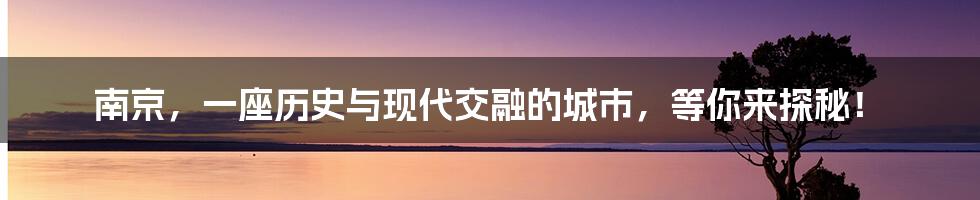 南京，一座历史与现代交融的城市，等你来探秘！