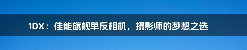 1DX：佳能旗舰单反相机，摄影师的梦想之选