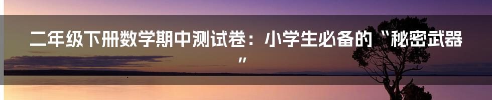 二年级下册数学期中测试卷：小学生必备的“秘密武器”