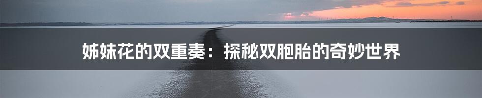 姊妹花的双重奏：探秘双胞胎的奇妙世界