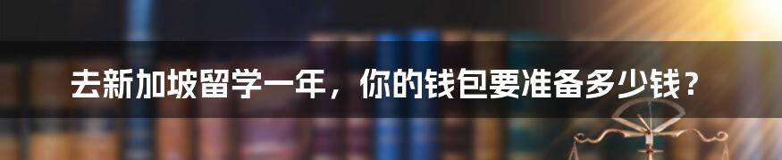 去新加坡留学一年，你的钱包要准备多少钱？