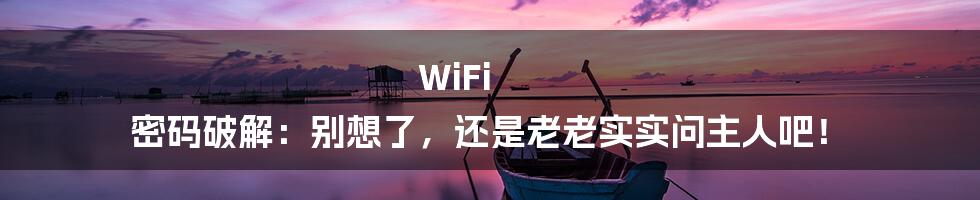 WiFi 密码破解：别想了，还是老老实实问主人吧！