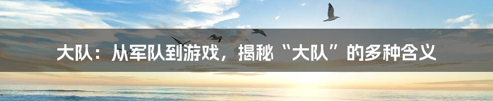 大队：从军队到游戏，揭秘“大队”的多种含义