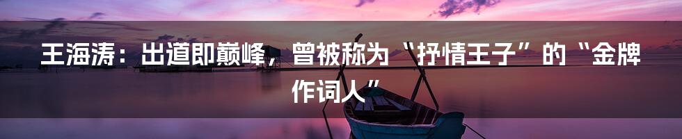 王海涛：出道即巅峰，曾被称为“抒情王子”的“金牌作词人”