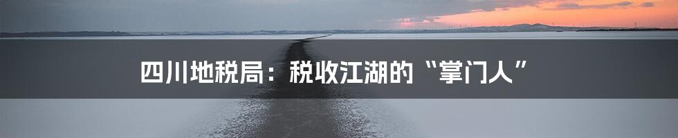 四川地税局：税收江湖的“掌门人”