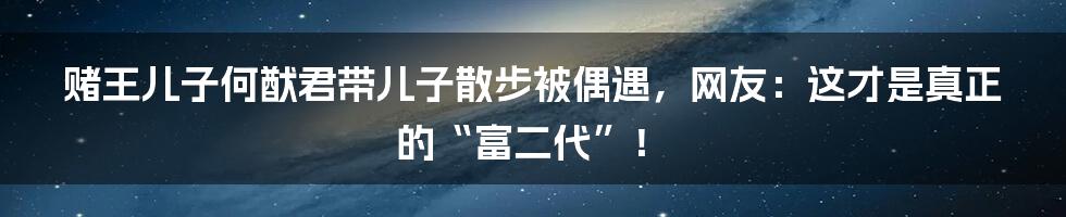 赌王儿子何猷君带儿子散步被偶遇，网友：这才是真正的“富二代”！