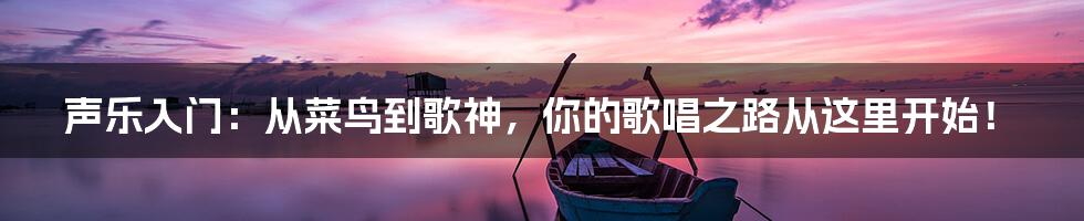 声乐入门：从菜鸟到歌神，你的歌唱之路从这里开始！