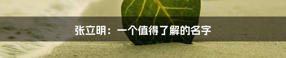 张立明：一个值得了解的名字