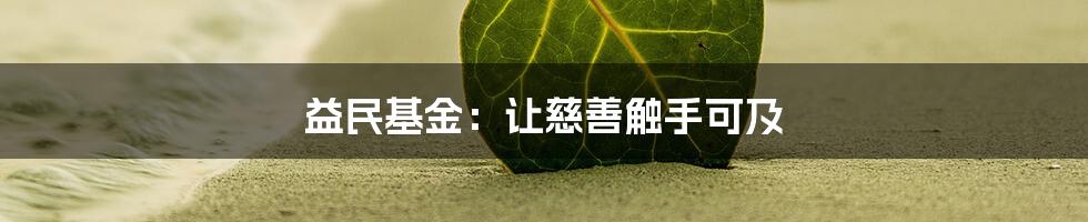 益民基金：让慈善触手可及