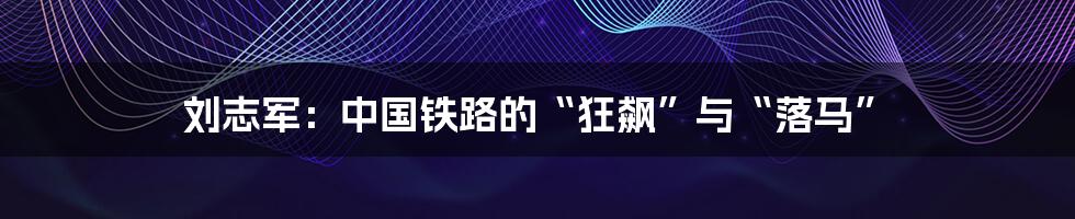 刘志军：中国铁路的“狂飙”与“落马”