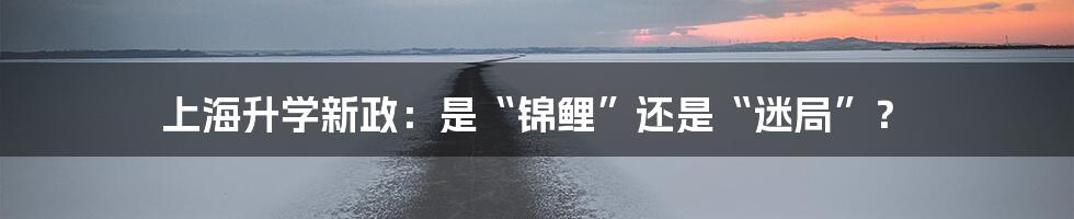 上海升学新政：是“锦鲤”还是“迷局”？