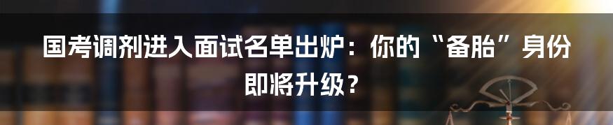 国考调剂进入面试名单出炉：你的“备胎”身份即将升级？