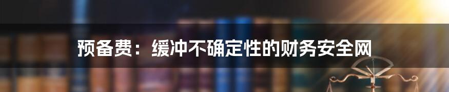 预备费：缓冲不确定性的财务安全网