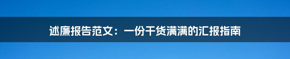 述廉报告范文：一份干货满满的汇报指南