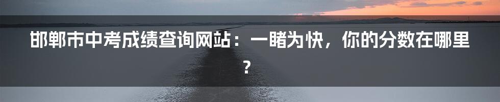 邯郸市中考成绩查询网站：一睹为快，你的分数在哪里？