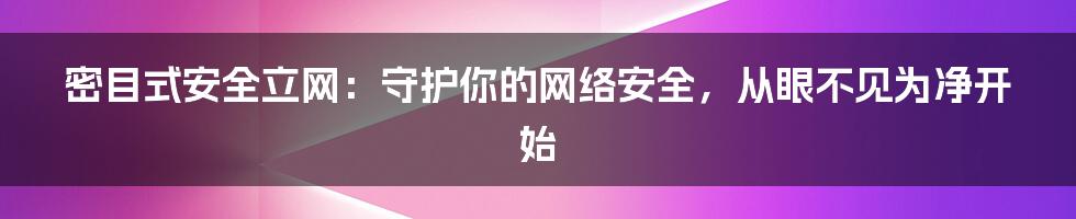 密目式安全立网：守护你的网络安全，从眼不见为净开始