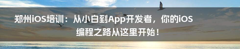 郑州iOS培训：从小白到App开发者，你的iOS编程之路从这里开始！