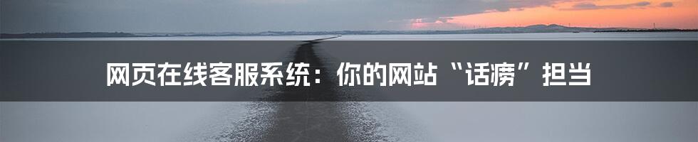 网页在线客服系统：你的网站“话痨”担当