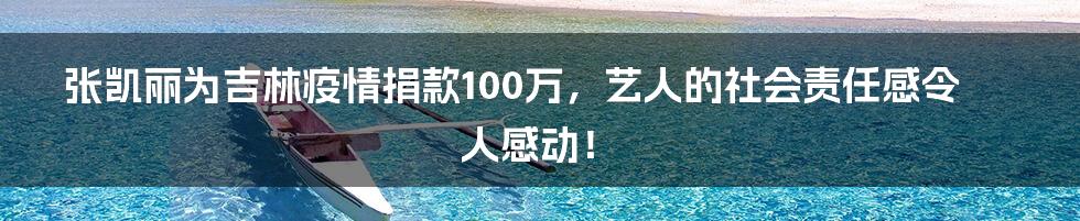 张凯丽为吉林疫情捐款100万，艺人的社会责任感令人感动！