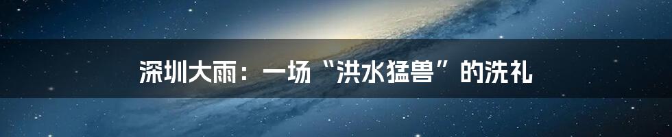 深圳大雨：一场“洪水猛兽”的洗礼