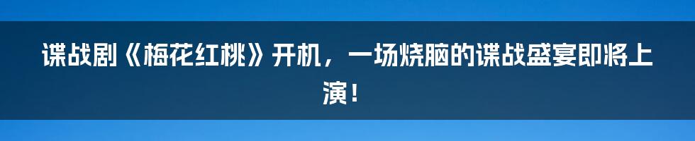 谍战剧《梅花红桃》开机，一场烧脑的谍战盛宴即将上演！