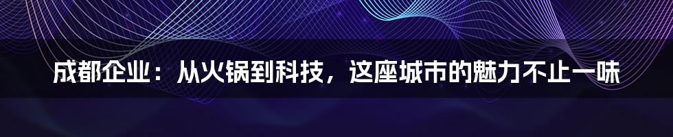 成都企业：从火锅到科技，这座城市的魅力不止一味