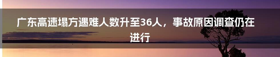 广东高速塌方遇难人数升至36人，事故原因调查仍在进行