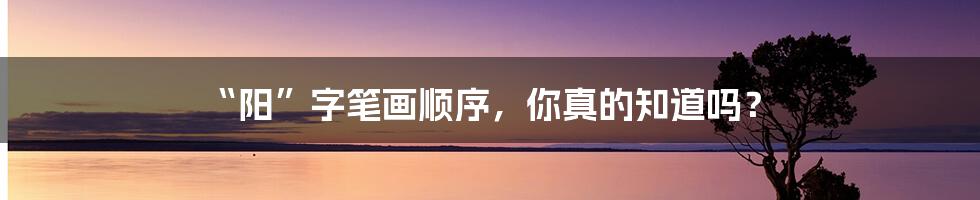 “阳”字笔画顺序，你真的知道吗？