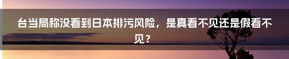 台当局称没看到日本排污风险，是真看不见还是假看不见？