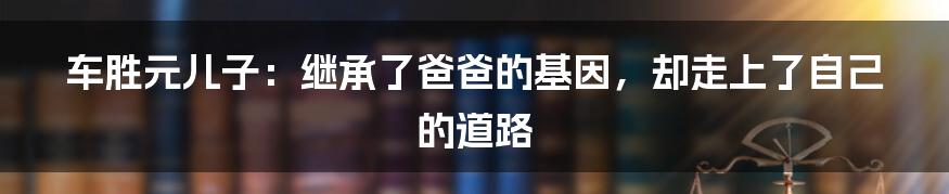 车胜元儿子：继承了爸爸的基因，却走上了自己的道路