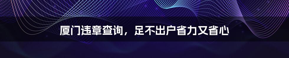 厦门违章查询，足不出户省力又省心