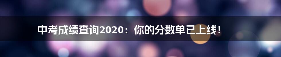 中考成绩查询2020：你的分数单已上线！