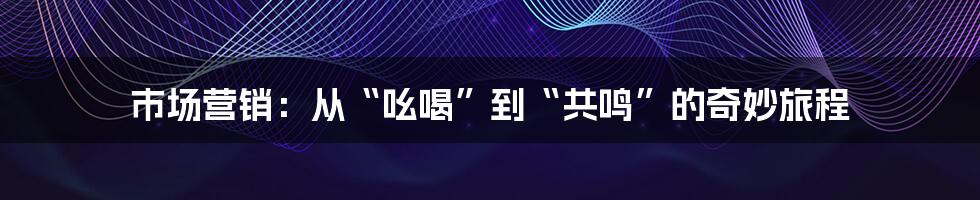 市场营销：从“吆喝”到“共鸣”的奇妙旅程