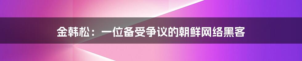 金韩松：一位备受争议的朝鲜网络黑客