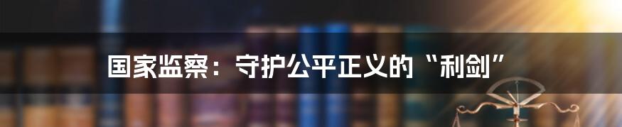 国家监察：守护公平正义的“利剑”